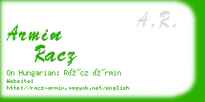 armin racz business card